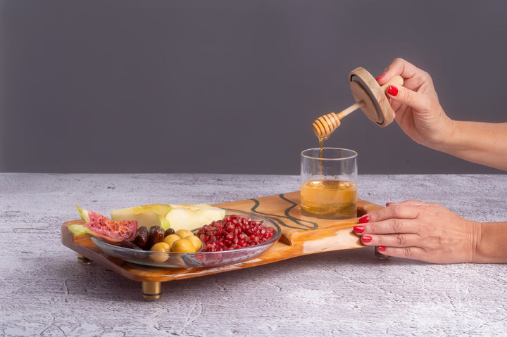Arava Rosh Hashanah or Round Challah Display Tray