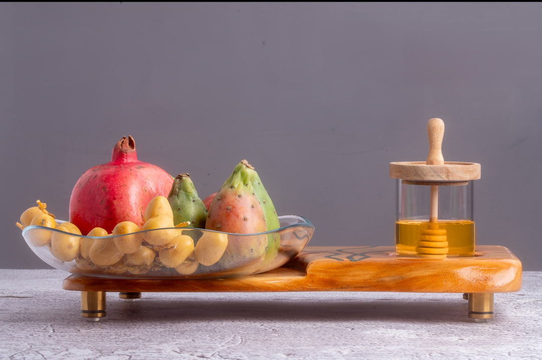 Arava Rosh Hashanah or Round Challah Display Tray