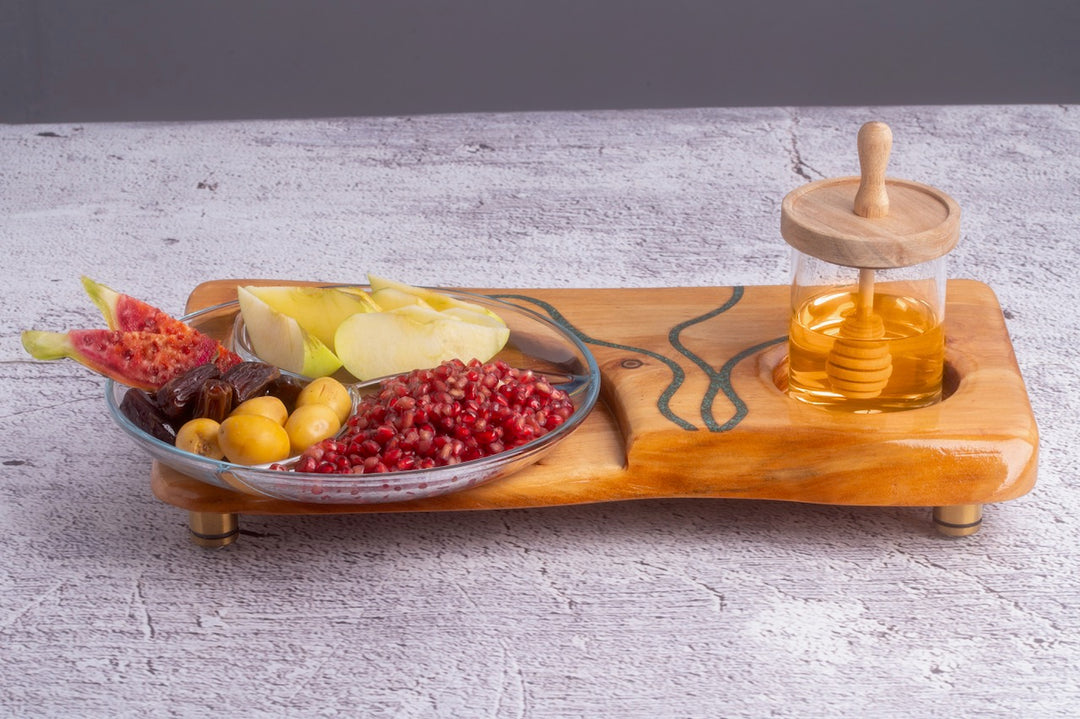 Arava Rosh Hashanah or Round Challah Display Tray